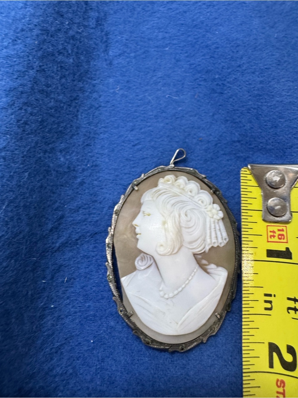 Vintage carve shell & sterling cameo
